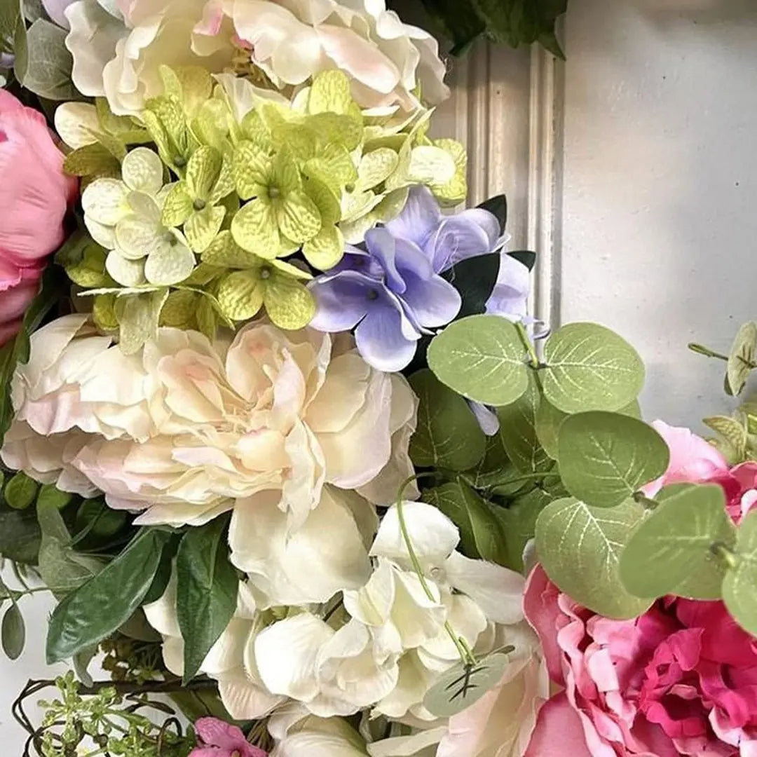 Velvaro Rainbow Hydrangea Artificial Wreath