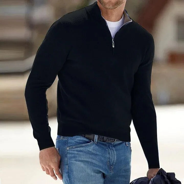 Velvaro Men's Cashmere Zip Sweater