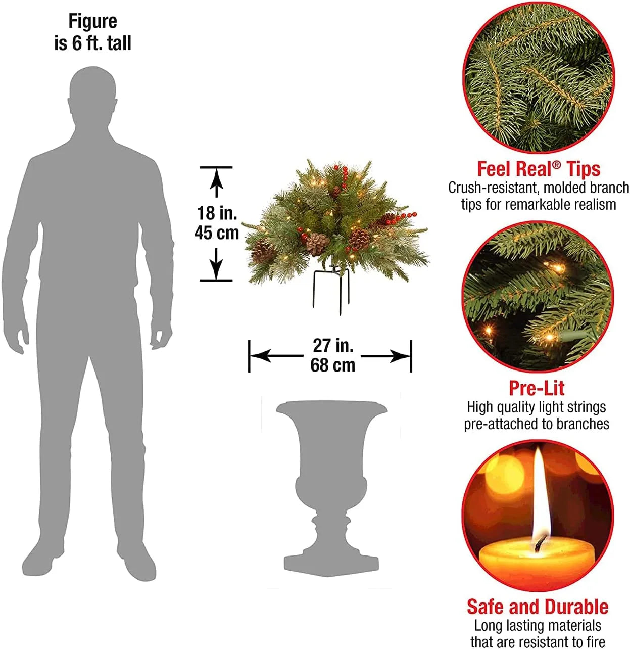 Velvaro Pre-Lit Christmas Tree Urn Filler