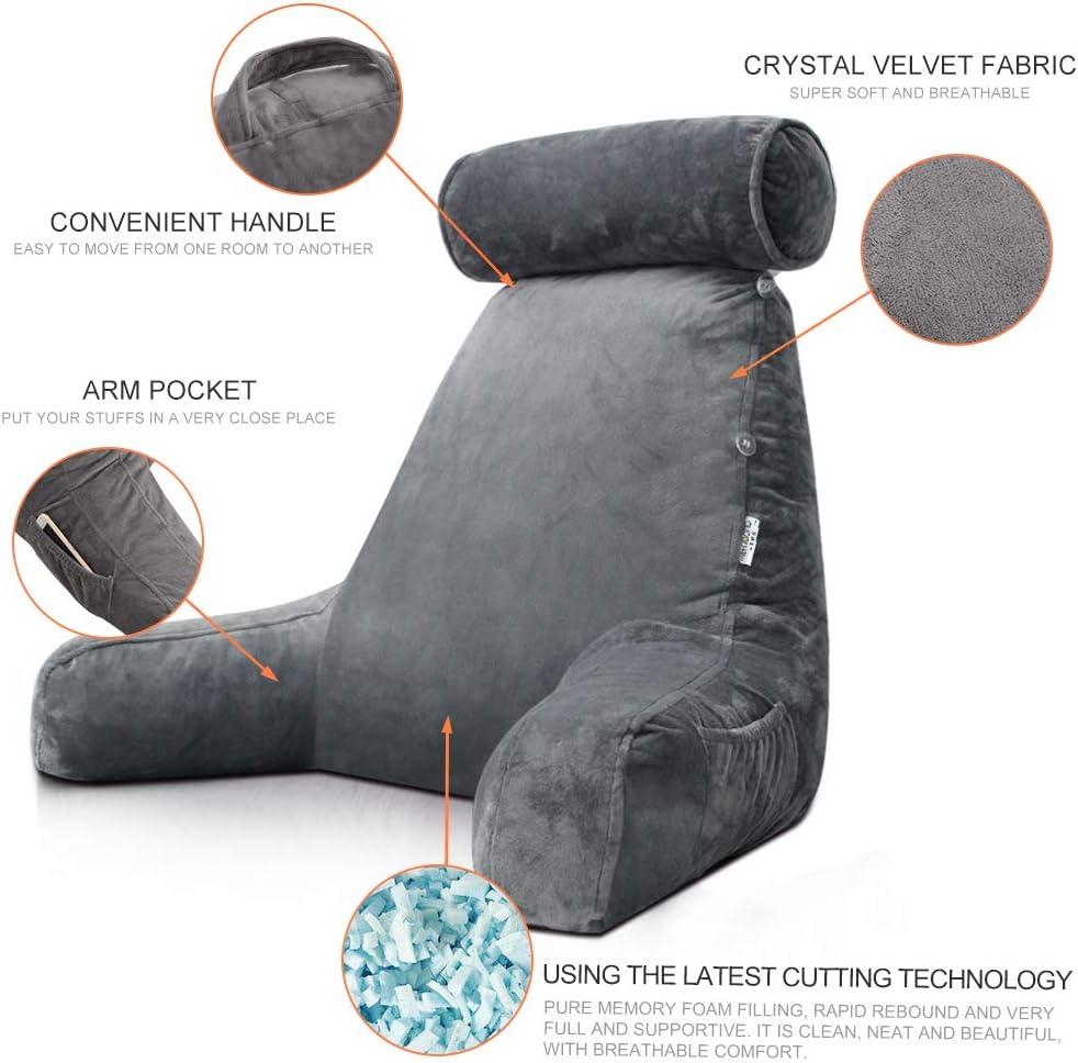 Velvaro Reading Bed Pillow with Arms