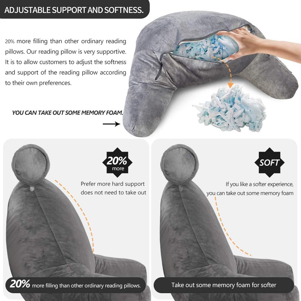 Velvaro Reading Bed Pillow with Arms