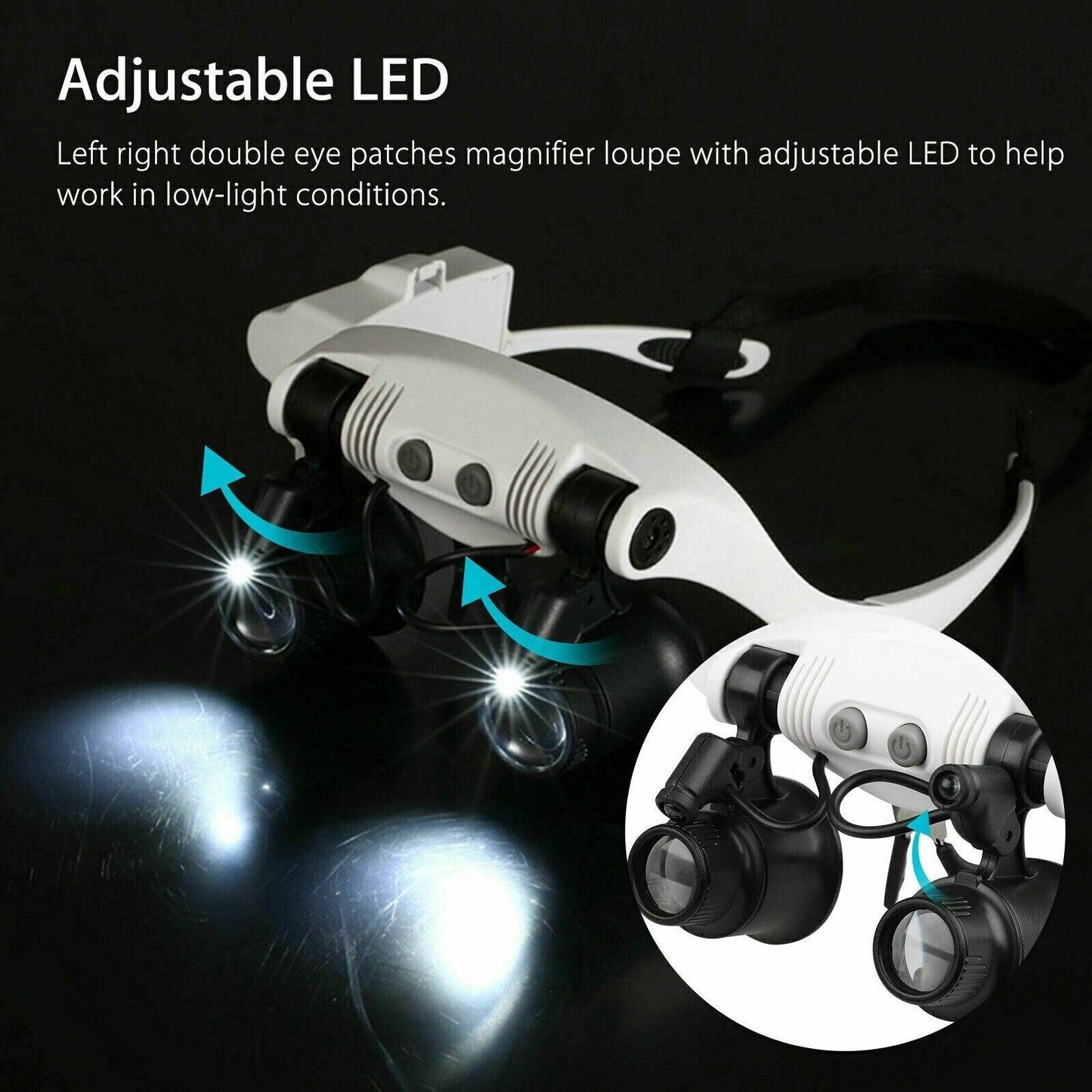Velvaro 8-Lens LED Head Magnifier Glasses