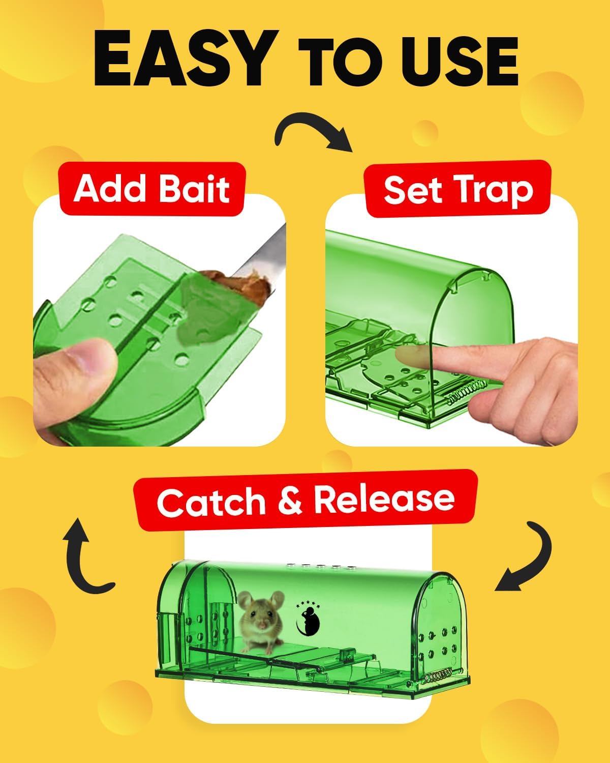 Velvaro 4-Pack Humane Mouse Trap