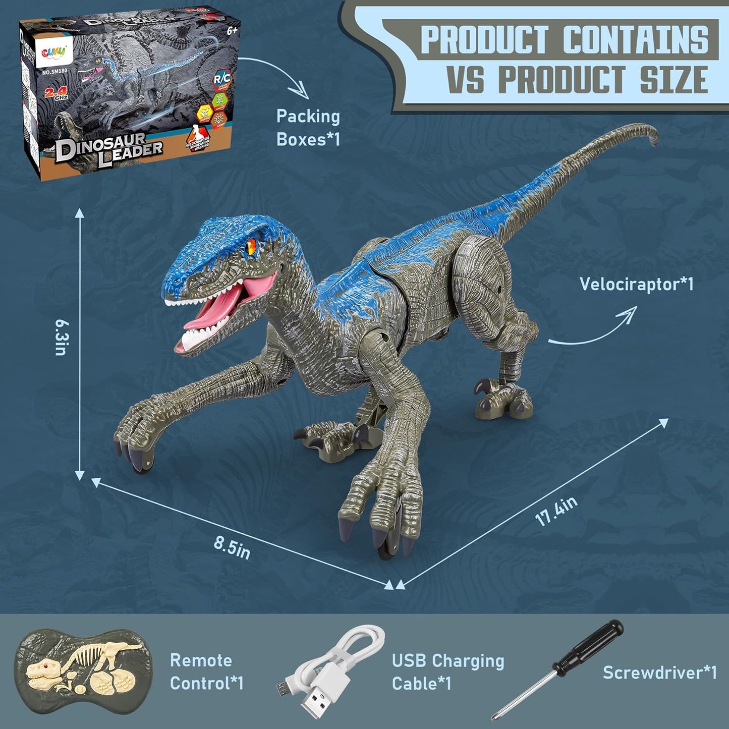 Velvaro Remote Control Dinosaur Toy