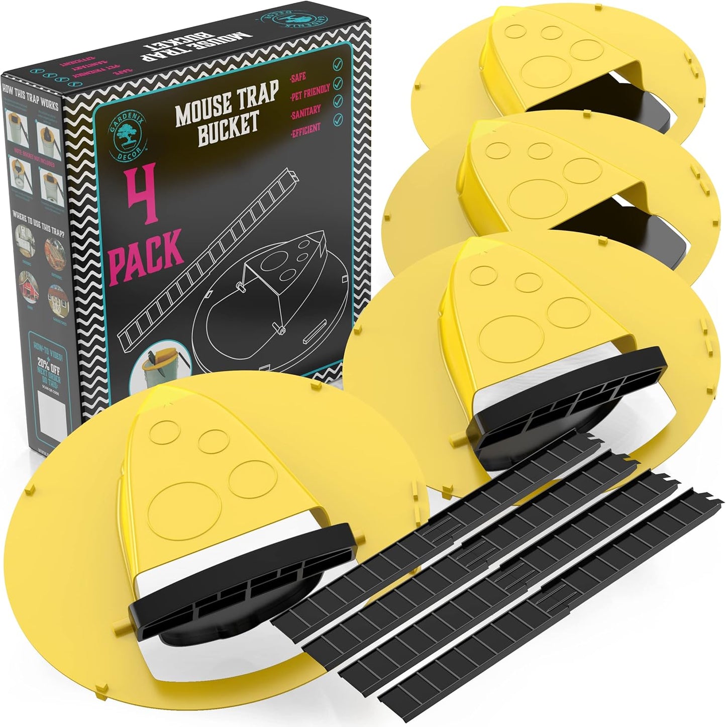 Velvaro 4-Pack Bucket Lid Mouse Trap