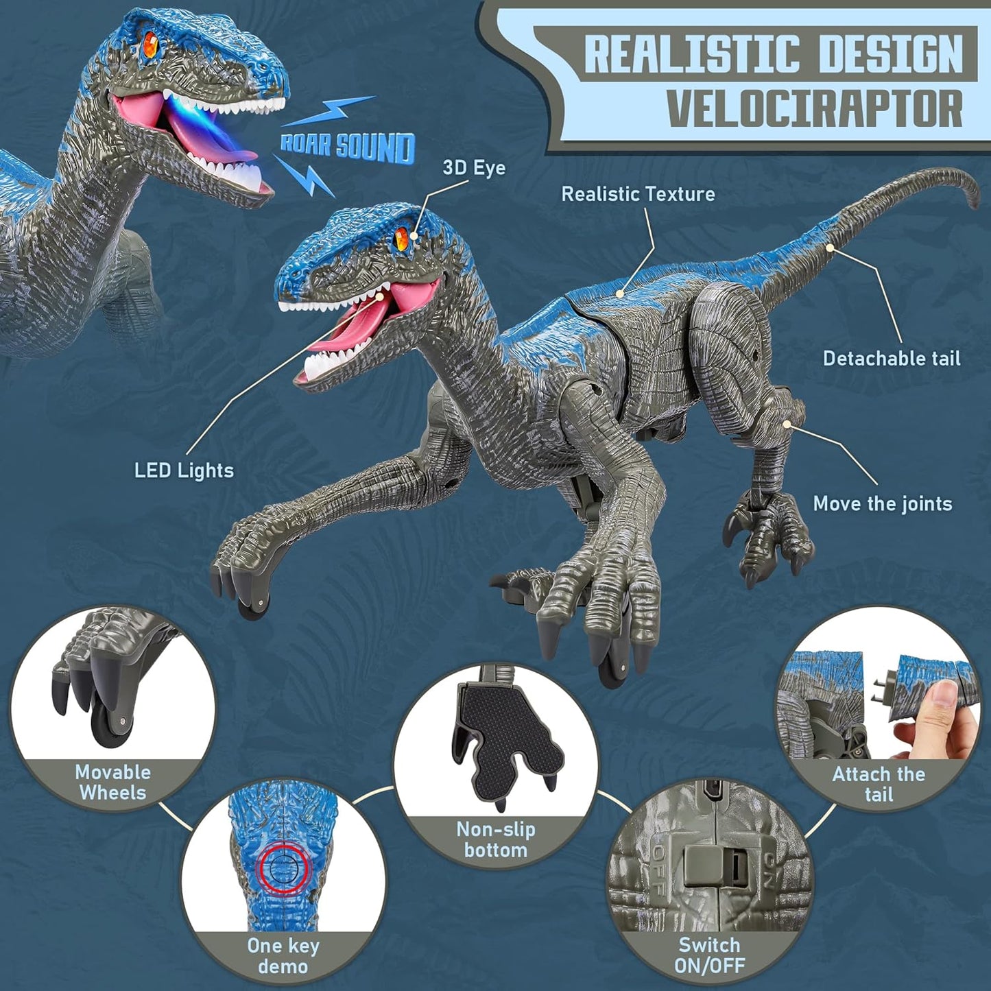 Velvaro Remote Control Dinosaur Toy
