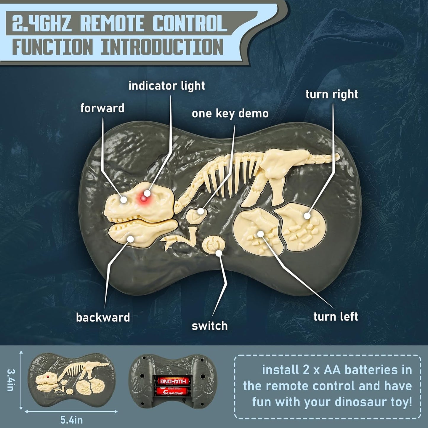 Velvaro Remote Control Dinosaur Toy