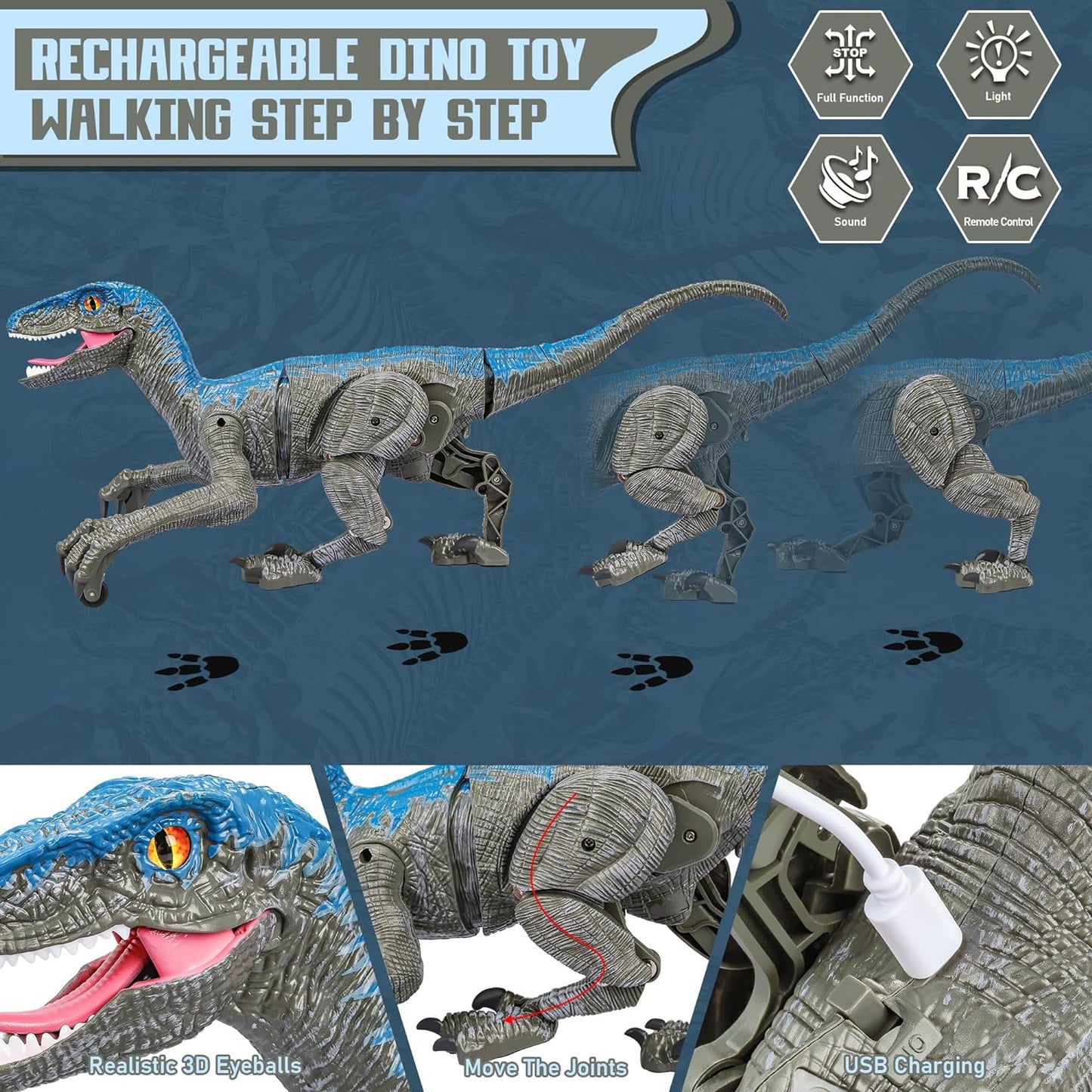 Velvaro Remote Control Dinosaur Toy