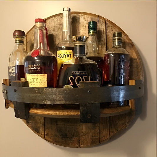 Velvaro Rustic Whiskey Barrel Bar Shelf