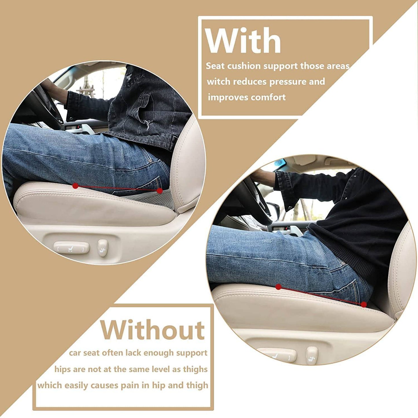 Velvaro Car Seat Cushion Shorter Drivers