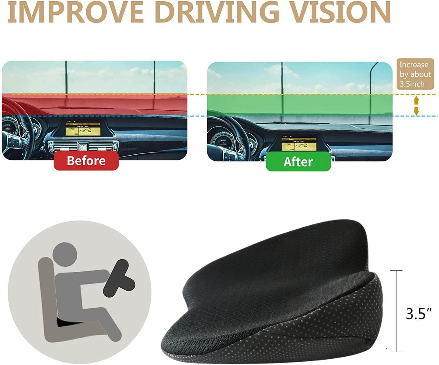 Velvaro Car Seat Cushion Shorter Drivers
