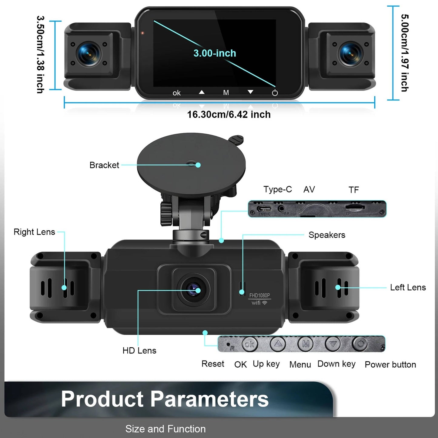 Velvaro Wireless Dash Cam Front Rear