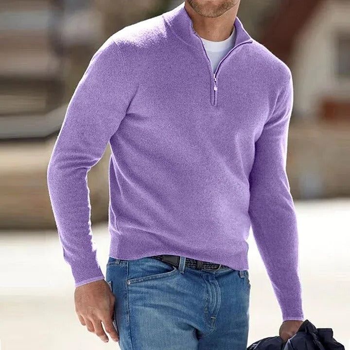 Velvaro Men's Cashmere Zip Sweater