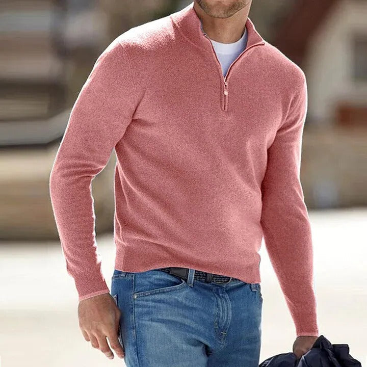 Velvaro Men's Cashmere Zip Sweater