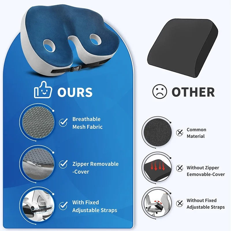 Velvaro Memory Foam Sit Bone Seat Cushion