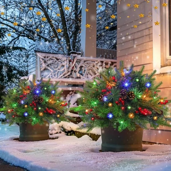 Velvaro Pre-Lit Christmas Tree Urn Filler