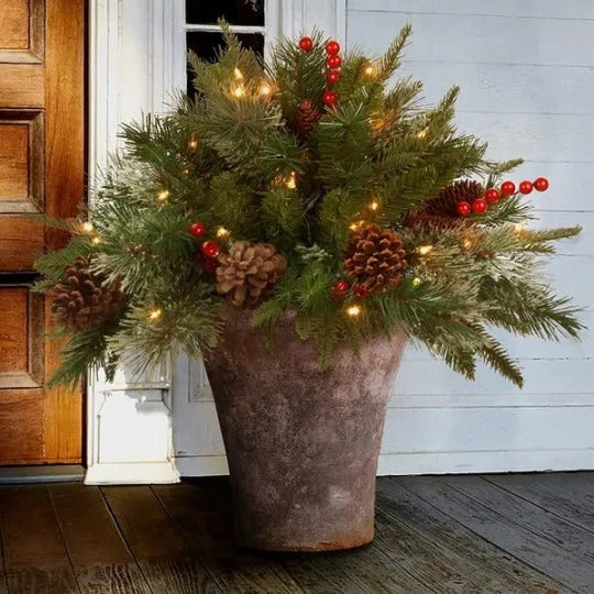 Velvaro Pre-Lit Christmas Tree Urn Filler
