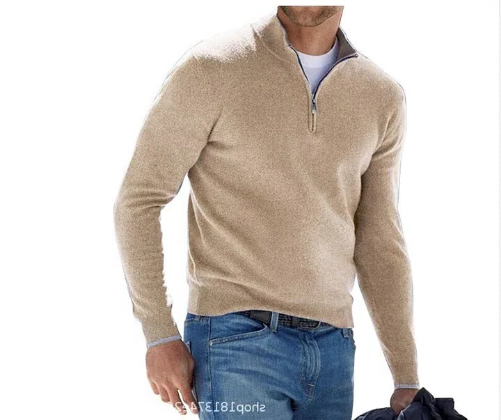 Velvaro Men's Cashmere Zip Sweater
