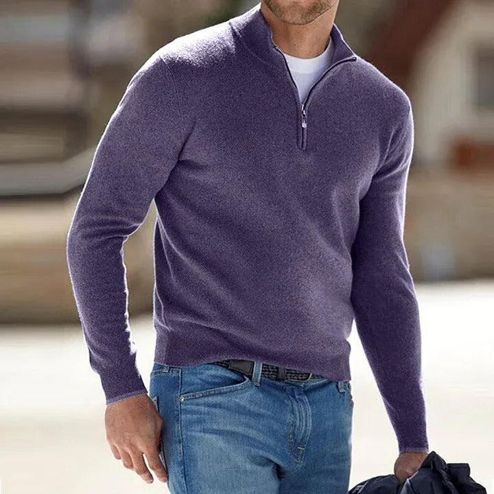 Velvaro Men's Cashmere Zip Sweater