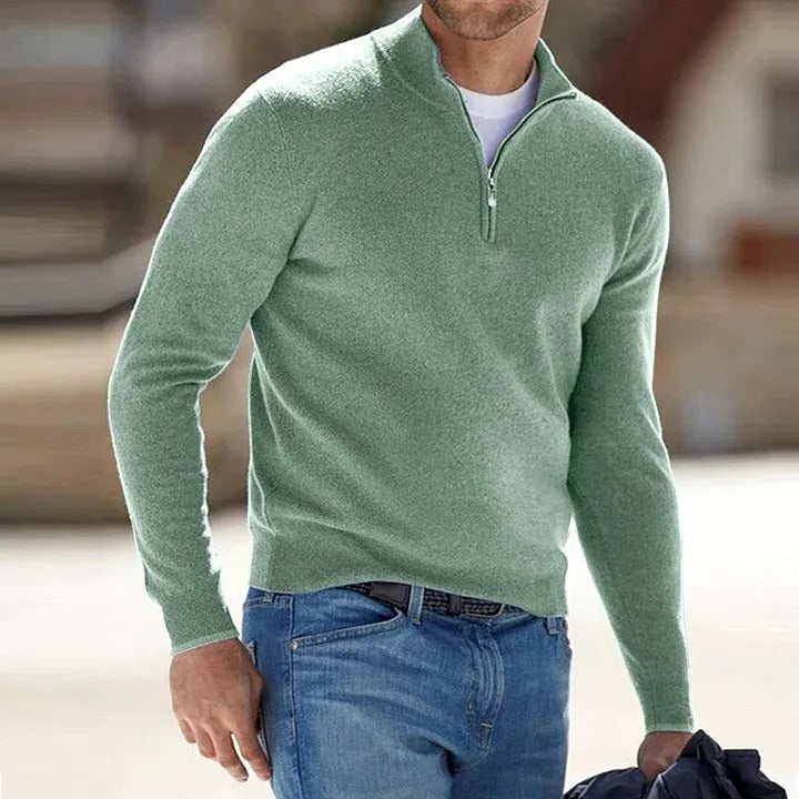 Velvaro Men's Cashmere Zip Sweater