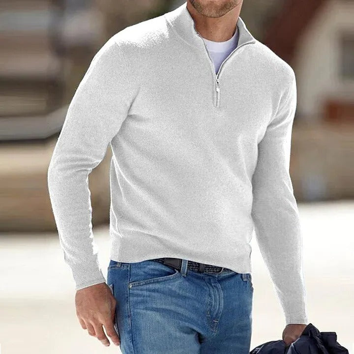 Velvaro Men's Cashmere Zip Sweater