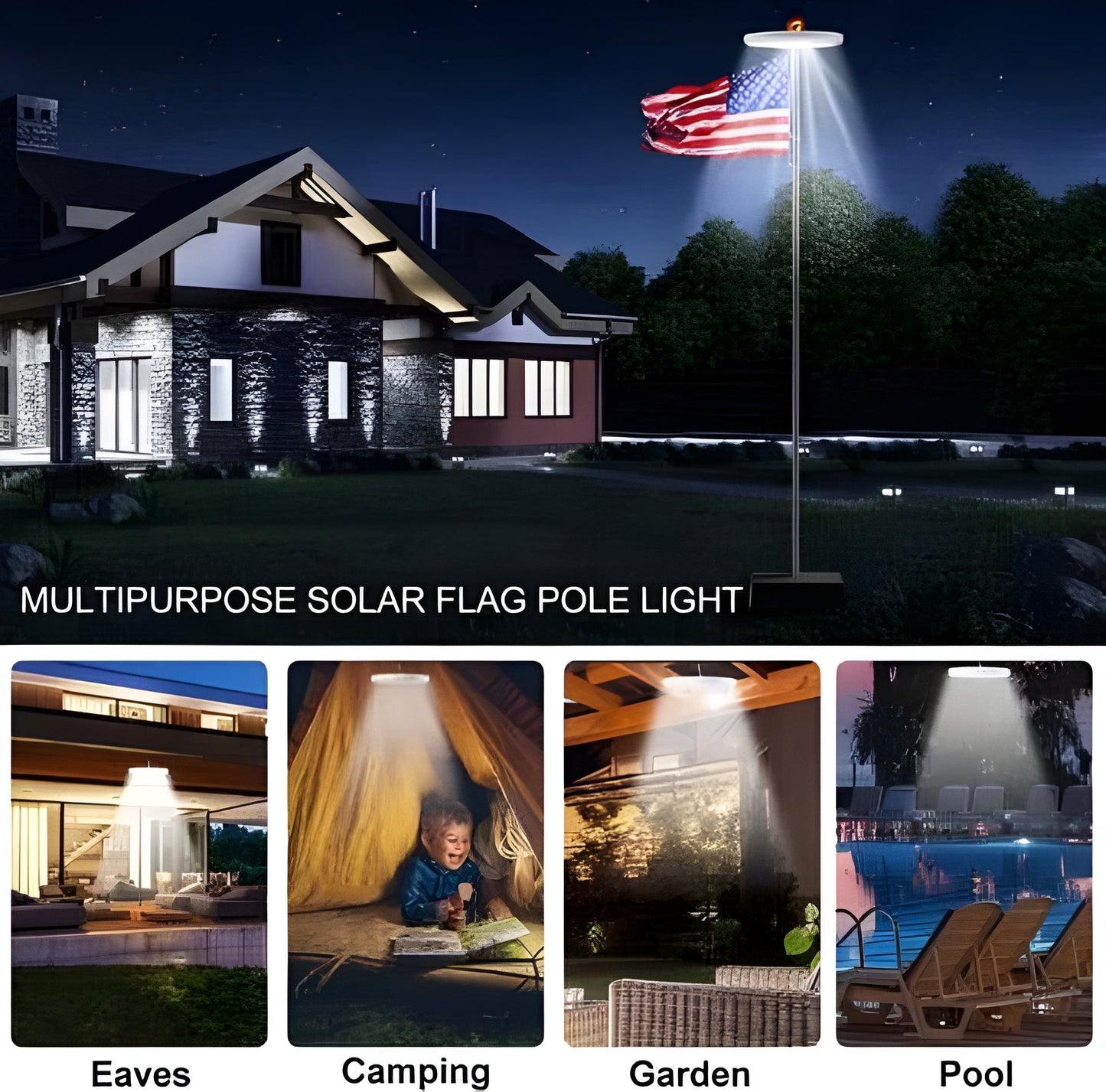 Velvaro Solar Flagpole LED Lights