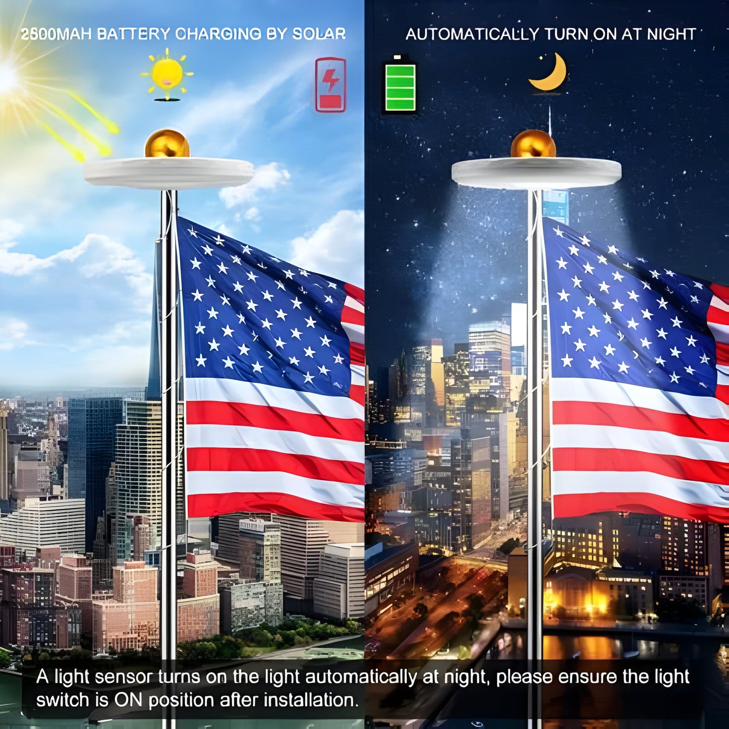 Velvaro Solar Flagpole LED Lights