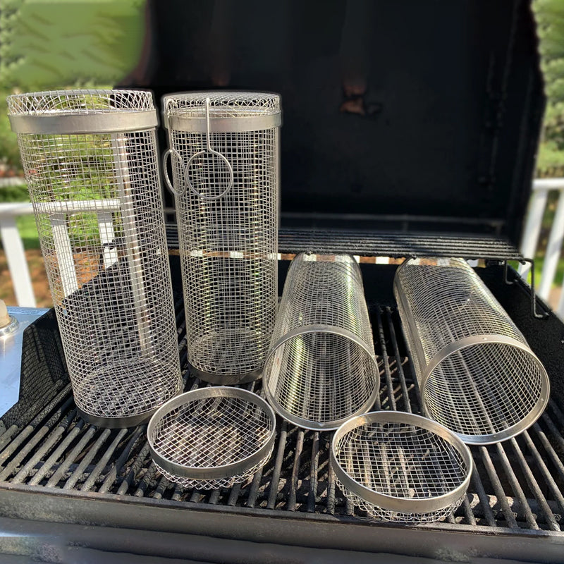 Velvaro Rolling BBQ Grill Basket
