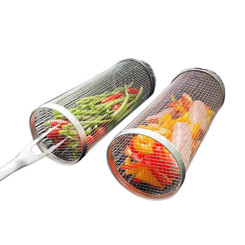 Velvaro Rolling BBQ Grill Basket