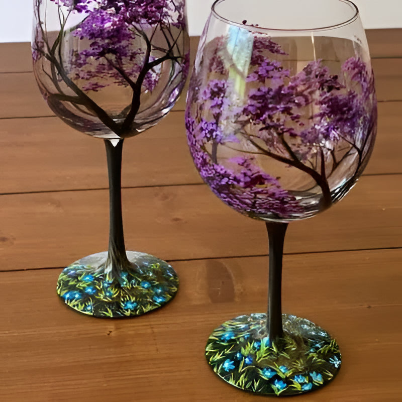 Velvaro Four Seasons Hand-Painted Wine Glasses