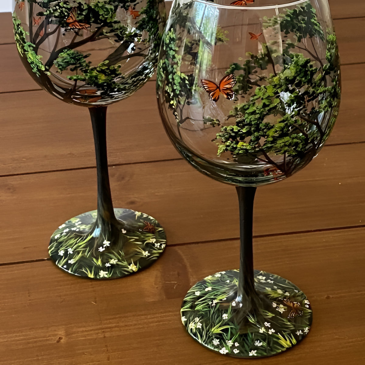 Velvaro Four Seasons Hand-Painted Wine Glasses