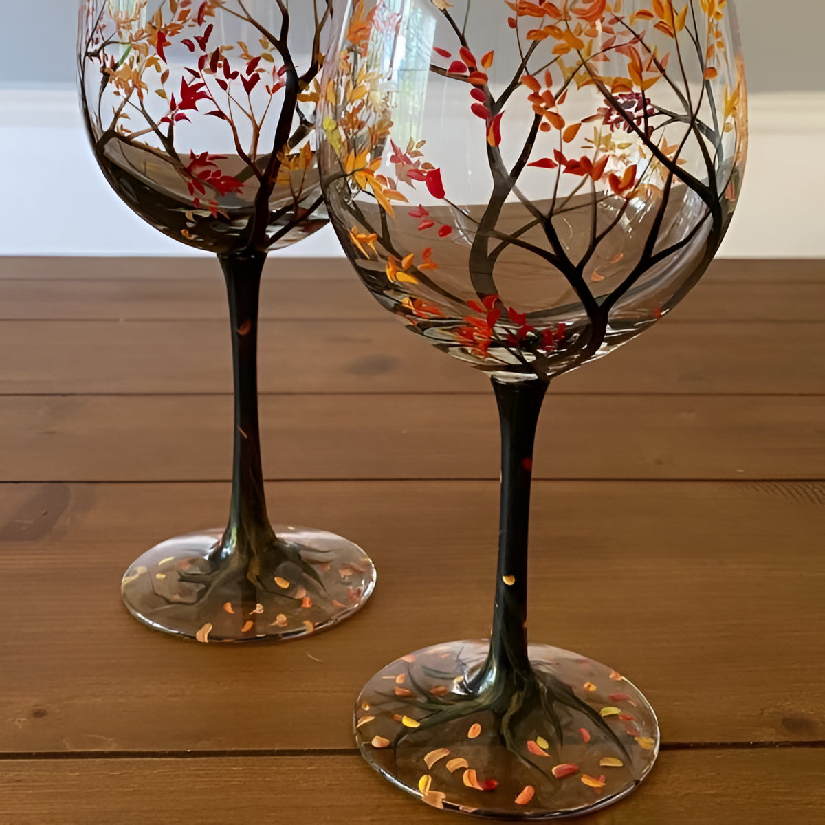 Velvaro Four Seasons Hand-Painted Wine Glasses