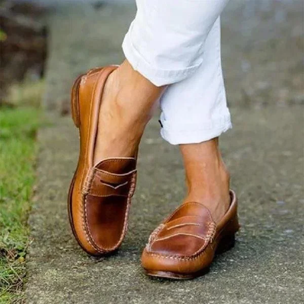 Velvaro Women's Vintage PU Leather Loafers