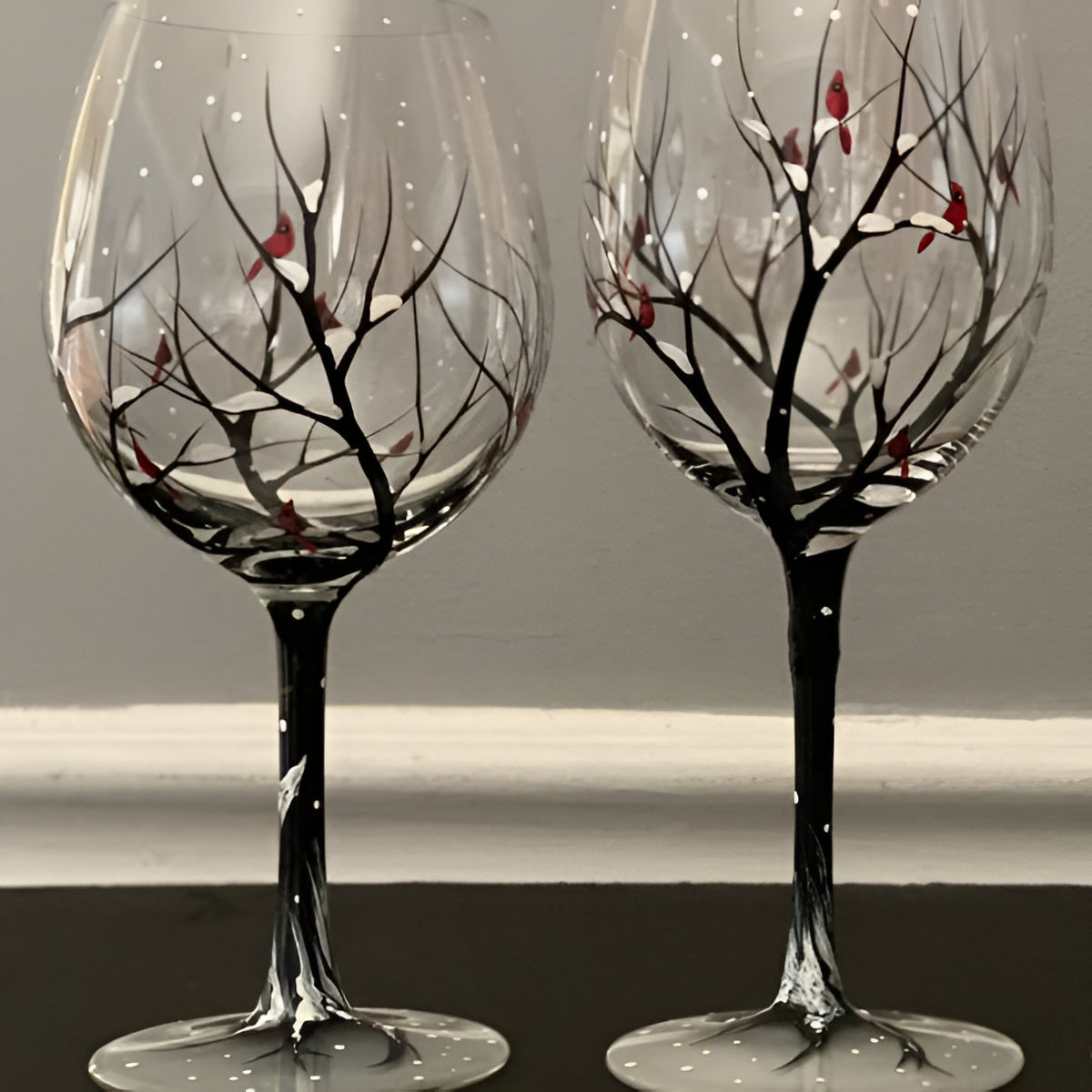 Velvaro Four Seasons Hand-Painted Wine Glasses