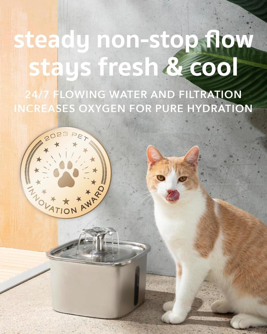 Velvaro Stainless Steel Cat Water Fountain